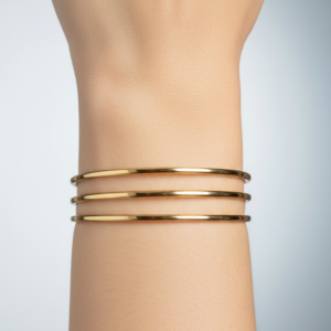 6.5 mm Çelik Düz Ajda Bilezik – Altın Kaplama Şık ve Dayanıklı Takı