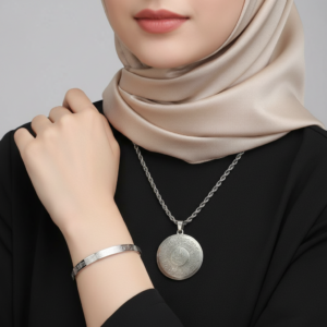 Allahlı Ayetel Kürsi Kolye ve Ayetel Kürsi Bileklik Seti Gold Çelik İslami Takı (Varyant)