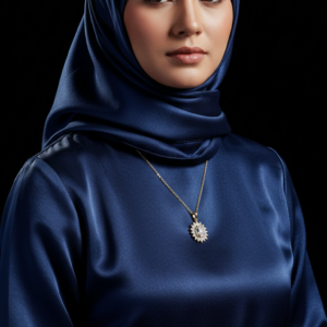 Baget Oval Zirkon Taşlı Çiçek Model Kolye - Çelik