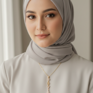 Çiçekli yapraklı zirkon taşlı Y kolye