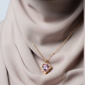 İçi Dolu Zirkon Taşlı Kolye - Çelik materyal