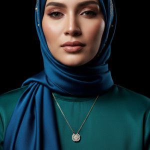 Kalpli yonca mıknatıslı açılabilir zirkon taşlı kolye