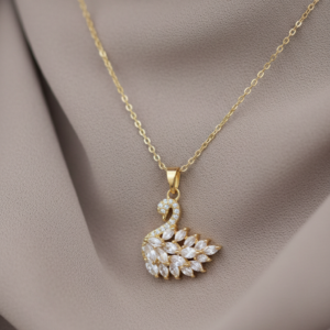 Kuğu Kolye - Zirkon Çok Taşlı Çelik Materyal