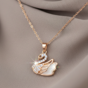 Kuğu Kolye - Zirkon Taşlı Çelik Materyal