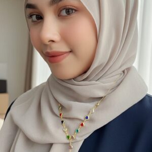 Renkli Kalpli Y Kolye - Çelik