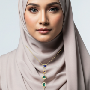 Renkli Taşlı Y Kolye - Kristal Taşlı Çelik Kolye