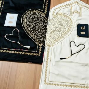 Çift Kalpli Seccade - Kadife - 2 inci tesbih, 2 yasin kitabı hediye