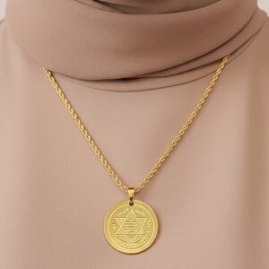 Süleyman Mührü Kolye – Çelik Altın Kaplama, Manevi Güçlü Koruyucu Takı