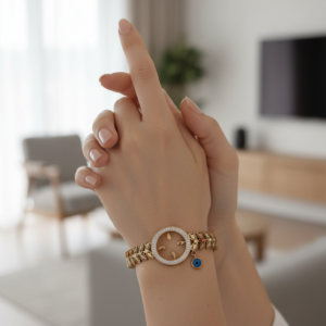 Zeytin Yapraklı Çeyreklik Kelepçe - Çelik bej